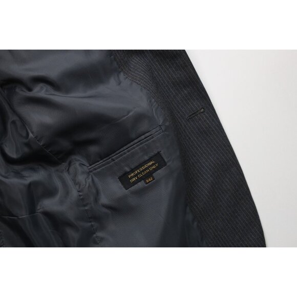 Vtg 70s Streetwear Mens 42R 2 Piece Wool Pinstriped Suit Wedding Gray Pants 34 - Picture 8 of 16